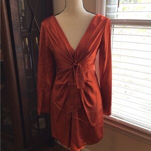 Cinq a Sept Orange Satin Dress